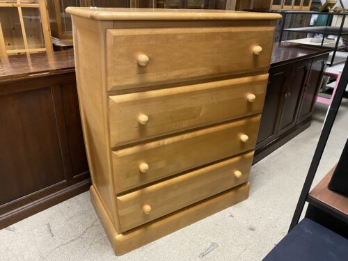 Pine Curved 4-Drawer Dresser
