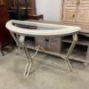 UNIQUE ORIGINALS Koralith Marble and Metal Half-Moon Accent Table