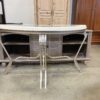 UNIQUE ORIGINALS Koralith Marble and Metal Half-Moon Accent Table