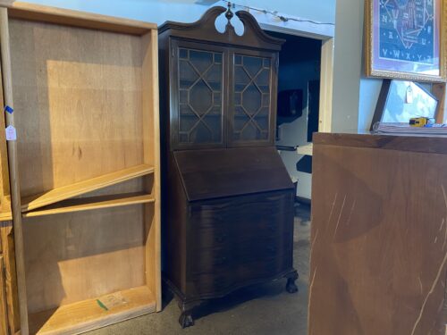 Dark Secretary Desk Hutch, No Key