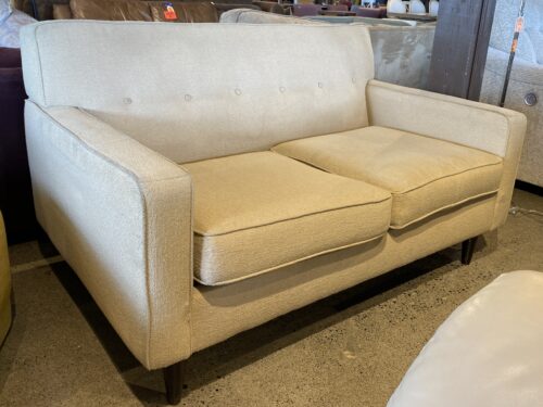 MAXHOMES Minimal Tan Button Back Loveseat