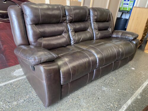 Dark Faux Leather 3-Seat Manual Recliner Sofa
