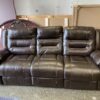 Dark Faux Leather 3-Seat Manual Recliner Sofa
