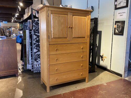 Clean-Lined Blonde 4-Drawer Armoire