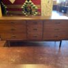 Mid-Century Modern Walnut 9-Drawer Doublewide Dresser