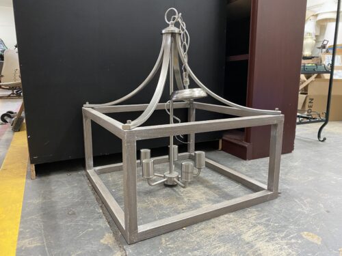 Weathered Silver Rectangular 5-Light Chandelier