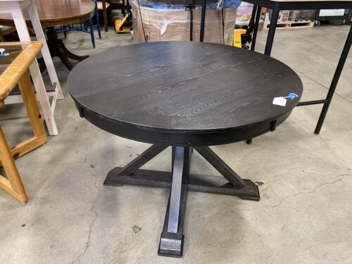 Black X Pedestal Dining Table with Hidden Leaf