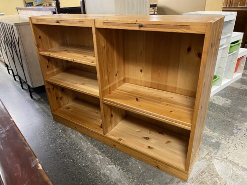 Knotty Pine 6-Shelf Bookshelf w/ Pull Out Boards
