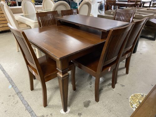 ETHAN ALLEN Mission Style Dining Set w/ 6 Chairs & Leaf