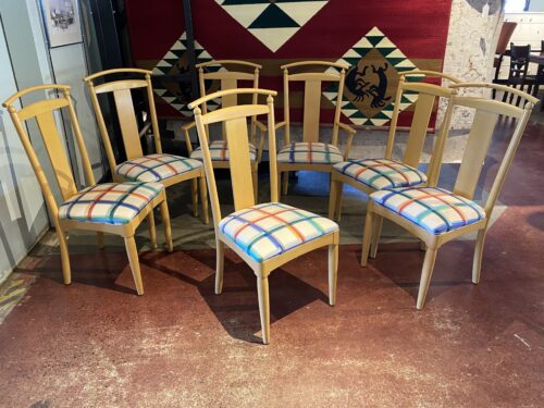 ETHAN ALLEN Striped Seat Dining Chair Set (7)