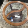 Wood Framed Glass Yin-Yang Coffee Table