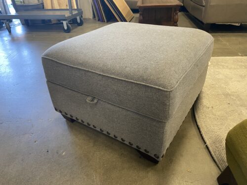 THOMASVILLE Light Grey Studded Storage Ottoman