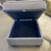 THOMASVILLE Light Grey Studded Storage Ottoman