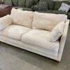 Cream Suede Loveseat with Hideabed
