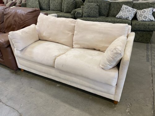 Cream Suede Loveseat with Hideabed
