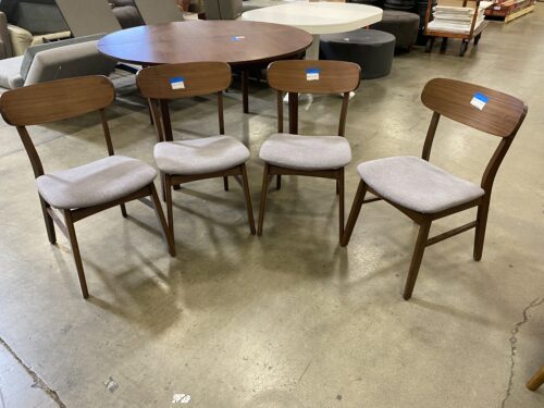 NOBLE HOUSE Darkwood with Grey Fabric Set of 4 Dining Chair