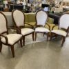 Off White Large Wood Framed Dining Chair with Arms Set Of 4