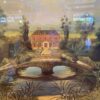 Landscape Painting with Red Brick House and Pond