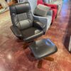 BENCHMASTER FURNITURE Chocolate Brown Leather Chair and Ottoman