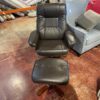 BENCHMASTER FURNITURE Chocolate Brown Leather Chair and Ottoman