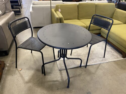 Black Wicker Patio Set with Metal Table