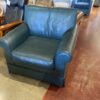 Forest Green Leather Armchair with Rolled Arms