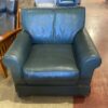 Forest Green Leather Armchair with Rolled Arms