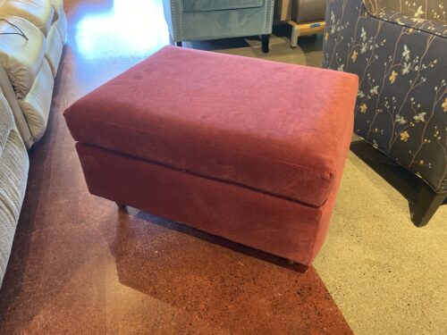 Velvet Storage Ottoman - Raspberry