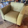 Green Boxy Armchair Chair with Tufted Back