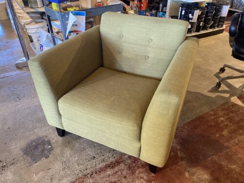 Green Boxy Armchair Chair with Tufted Back
