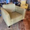 Green Boxy Armchair Chair with Tufted Back