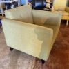 Green Boxy Armchair Chair with Tufted Back