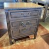 Three-Drawer Accent Nightstand with Ornate Pulls