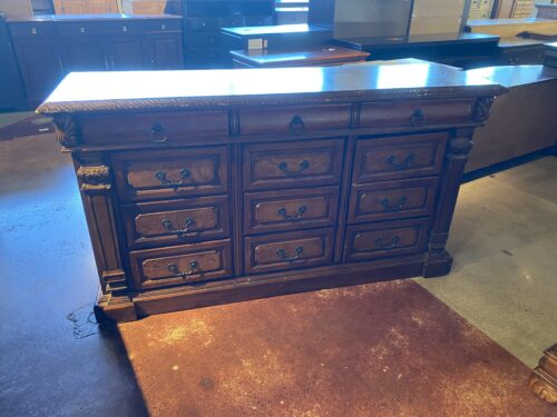 Traditional Dresser with Fluted Columns and Brass Hardware