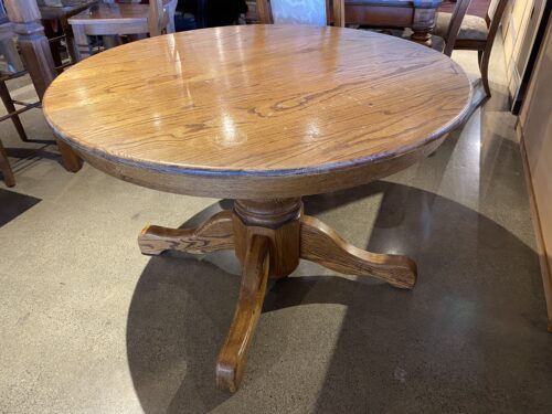 Vintage Round Oak Pedestal Table
