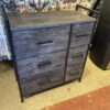 Six Drawer Fabric Dresser with Metal Frame and Faux Wood Cover