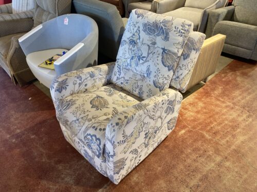 Blue Multi-Floral Swivel Rocking Recliner Chair