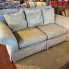 Cream Colored Striped Roll-Arm Sofa