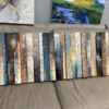 Striped Multicolor Metal and Canvas Wall art