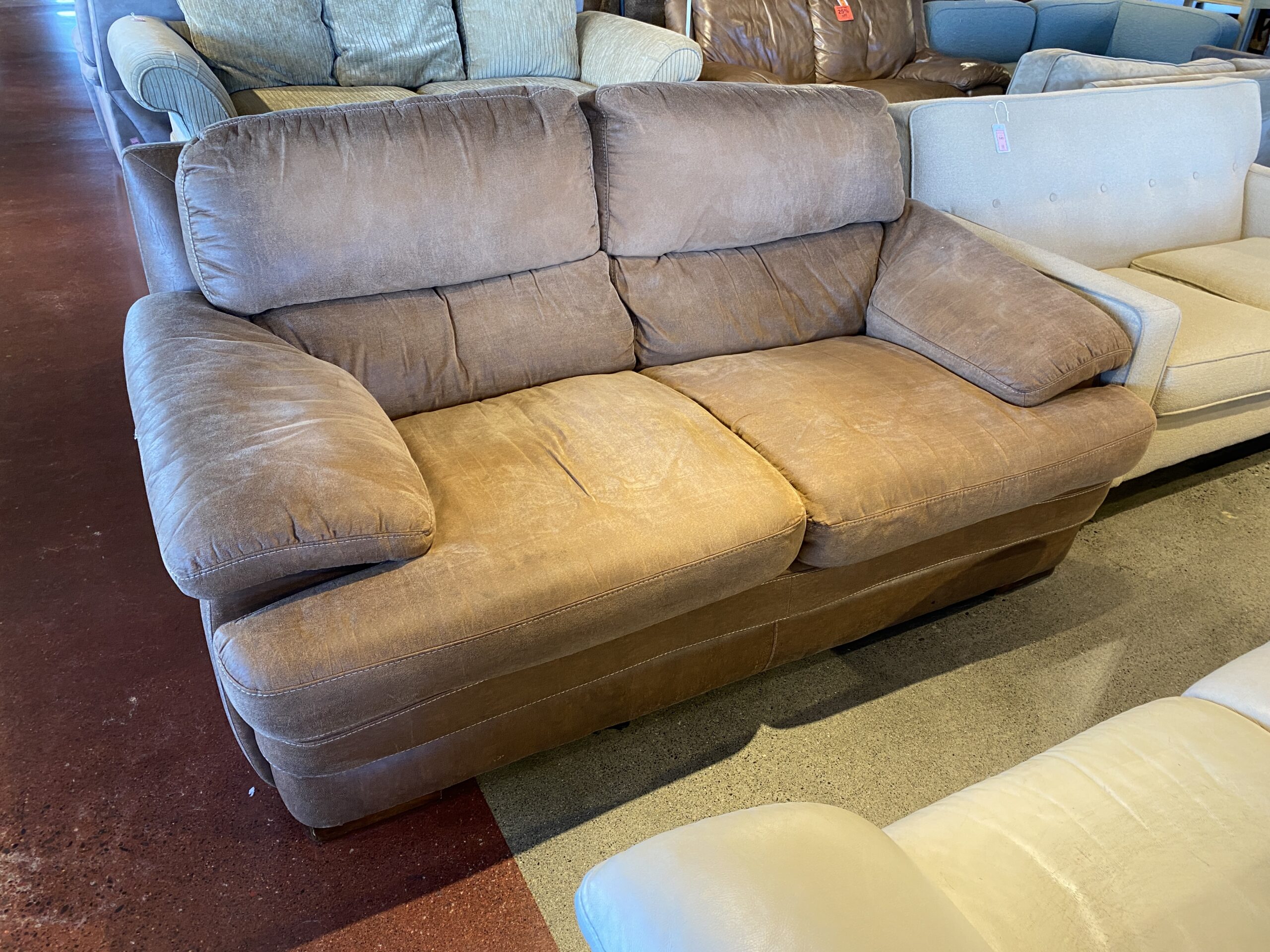 Faux Suede Loveseat – Soft Brown