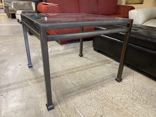 Square Glass Top Solid Metal Coffee Table