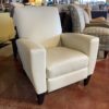 White Leather Manual Pushback Recliner Armchair