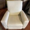 White Leather Manual Pushback Recliner Armchair