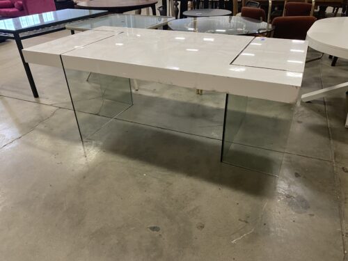 THONE Modern White Acrylic and Glass Dining Table