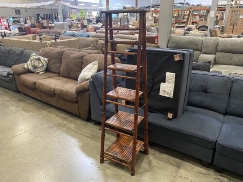 Red Bamboo A Frame Fold-Up Ladder Shelf