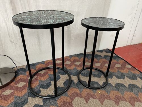 Blue Mosaic Tile Nesting Side Table Set