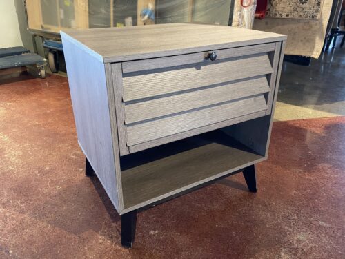 Modern Grey Bedside Table w/ Tilt-Down Door