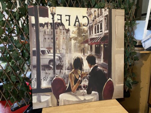 Intimate Cafe Stretched Canvas Framed Art