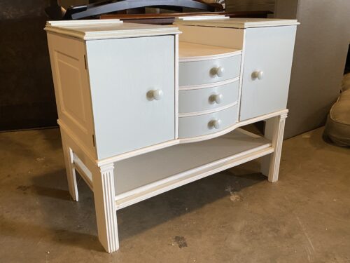 Pale Petite Vanity Table w/ 3-Drawers