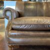 LEATHERCRAFT Brown Studded Loveseat w/ Ottoman